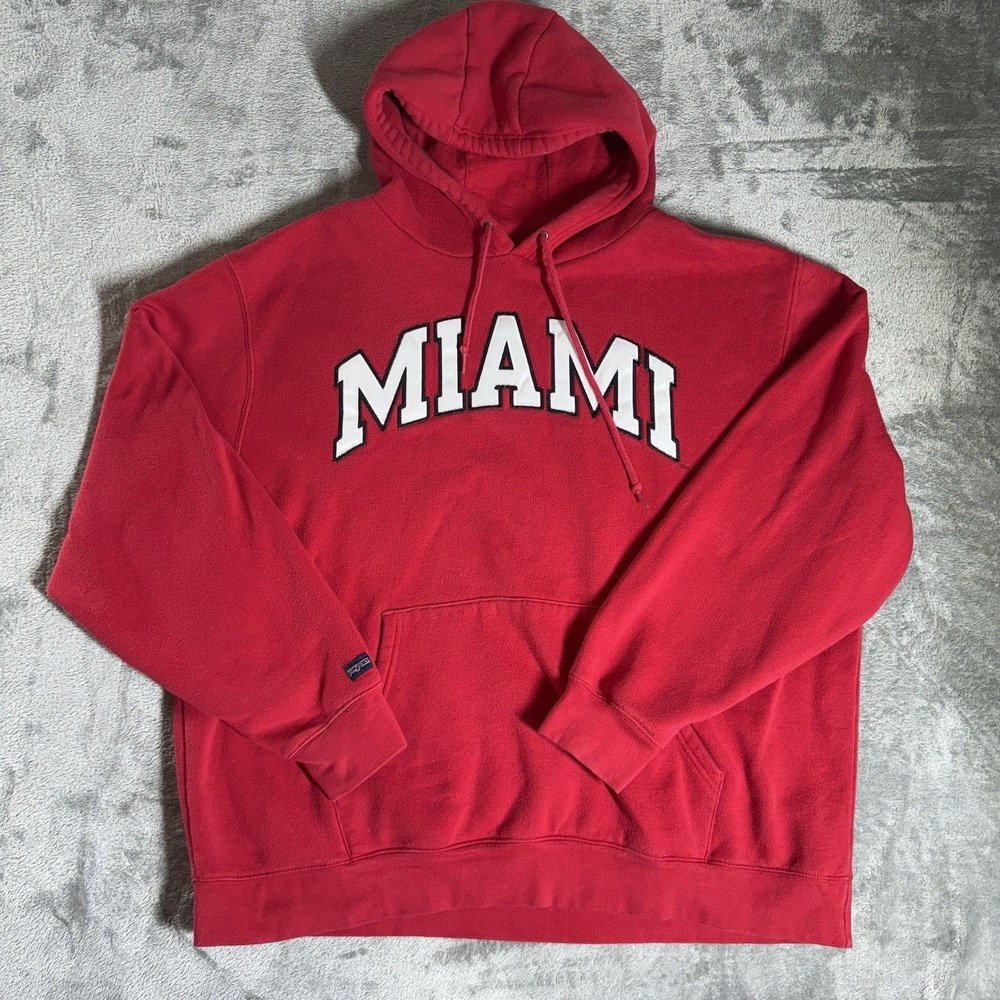 Miami Jansport Hoodie Sweatshirt 3XL Red Collegiate Embroidered